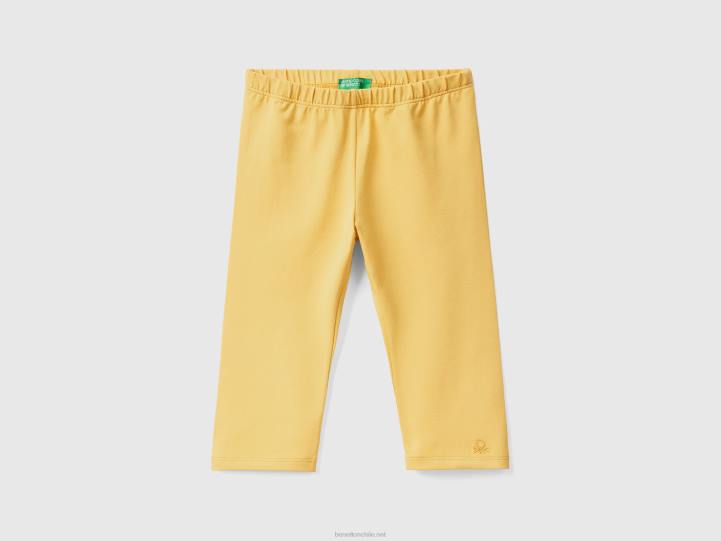 Leggings 3/4 de algodón elástico NHBF2972 amarillo niños Benetton