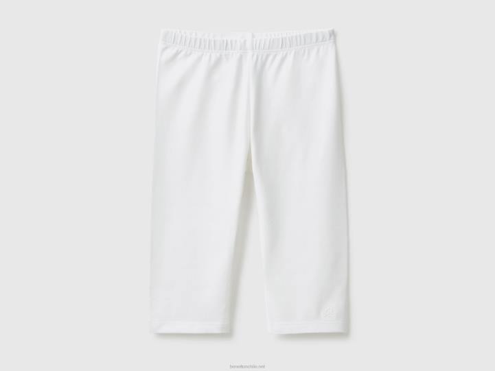Leggings 3/4 de algodón elástico NHBF2975 blanco niños Benetton