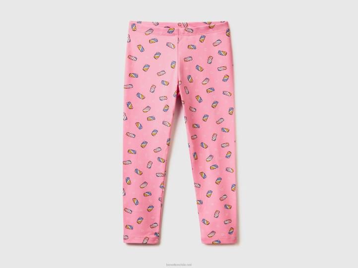 leggins estampados de algodón elástico NHBF2973 rosa niños Benetton