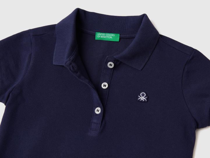 polo regular fit de algodón orgánico NHBF2891 azul oscuro niños Benetton