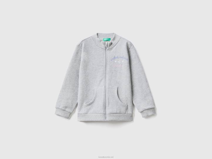 sudadera con cremallera de algodón orgánico NHBF2907 gris claro niños Benetton