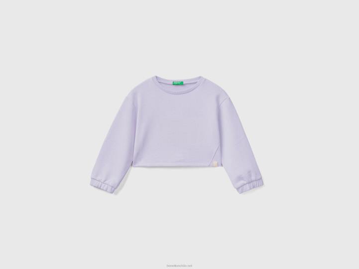 sudadera cropped de tejido reciclado NHBF5639 lila niños Benetton