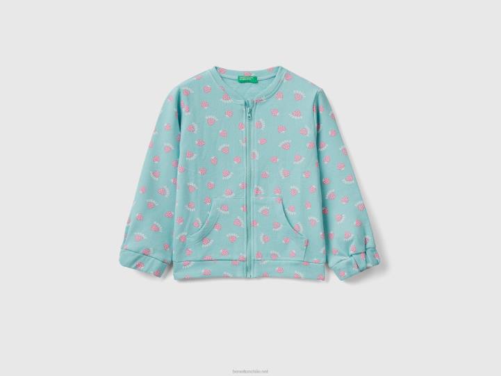 sudadera estampada con cremallera NHBF2910 azul claro niños Benetton