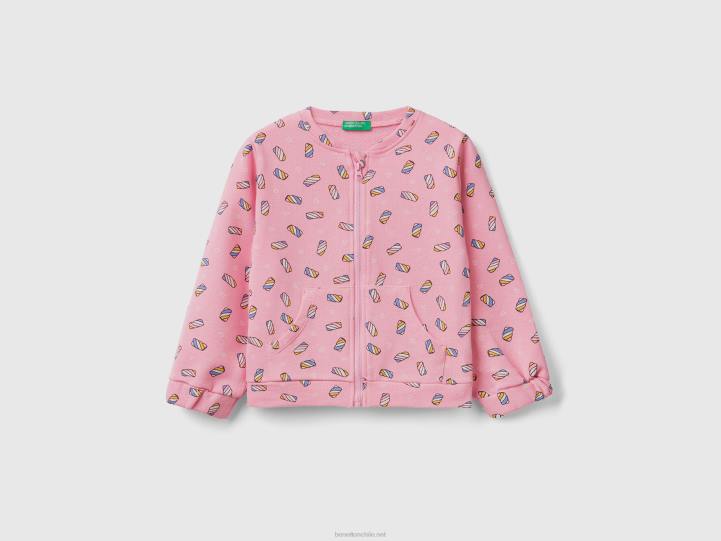 sudadera estampada con cremallera NHBF5638 rosa niños Benetton