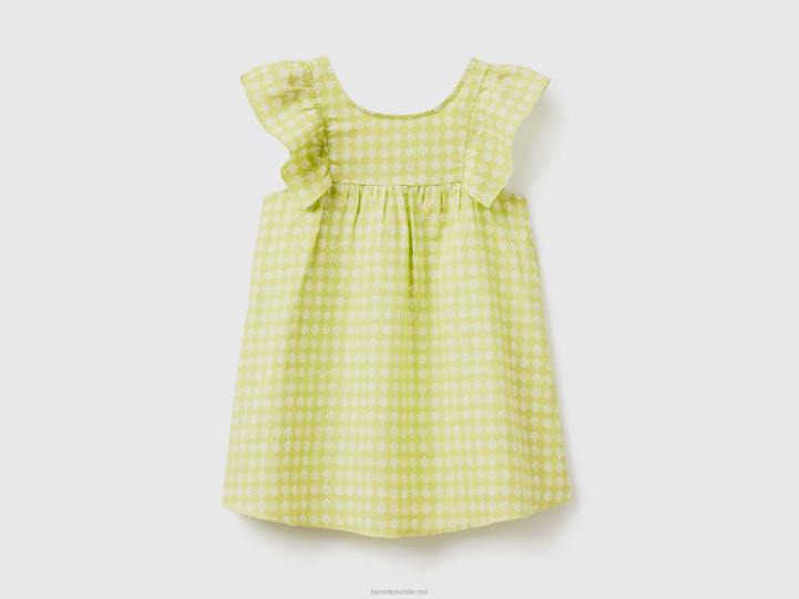 vestido estampado en mezcla de lino NHBF5656 cal niños Benetton