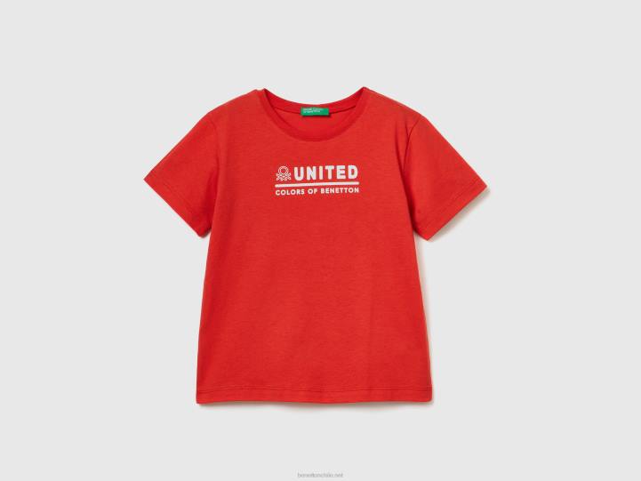 Camiseta 100% algodón con logo NHBF2182 rojo niños Benetton