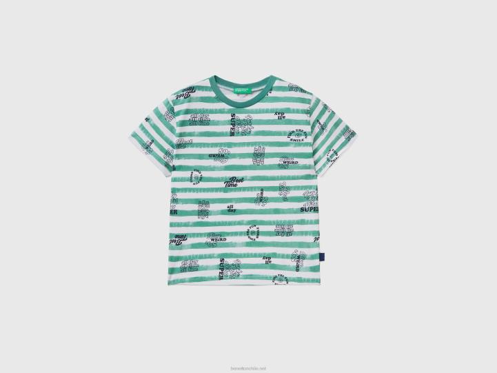 Camiseta estampada 100% algodón NHBF2131 verde niños Benetton
