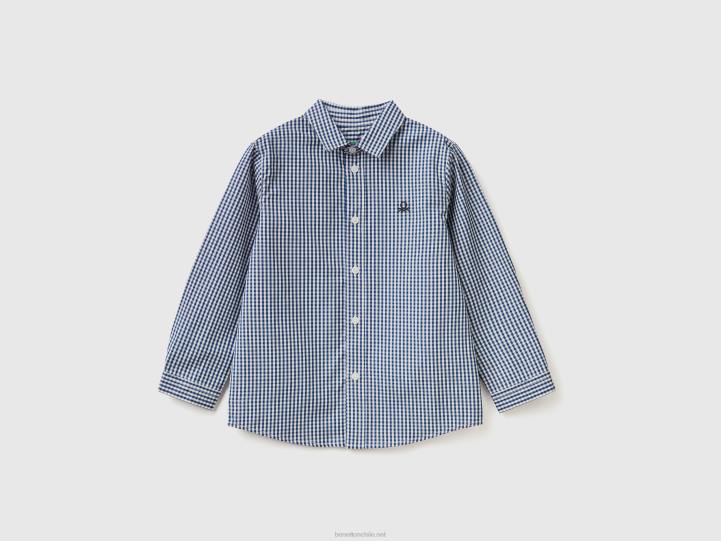 camisa en puro algodón NHBF2233 azul niños Benetton