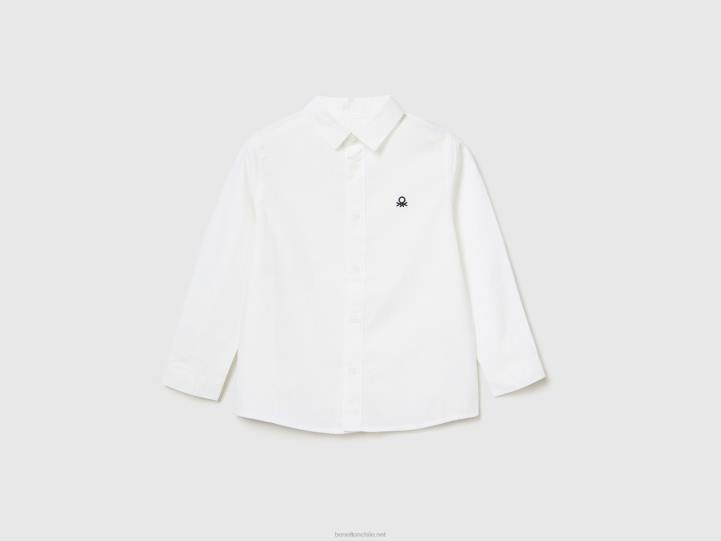 camisa en puro algodón NHBF2235 blanco niños Benetton