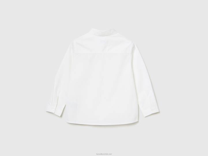 camisa en puro algodón NHBF2235 blanco niños Benetton