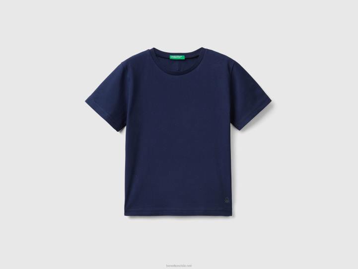 camiseta de algodón orgánico NHBF2180 azul oscuro niños Benetton