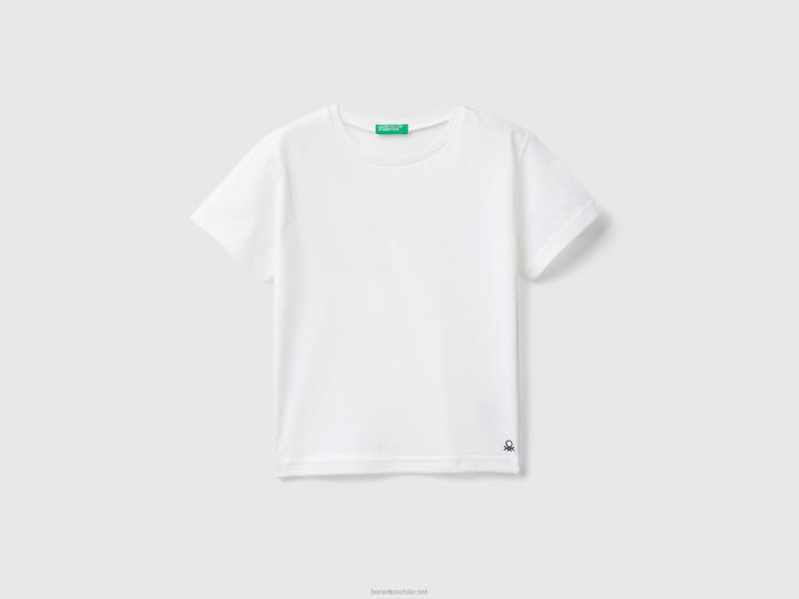 camiseta de algodón orgánico NHBF2181 blanco niños Benetton