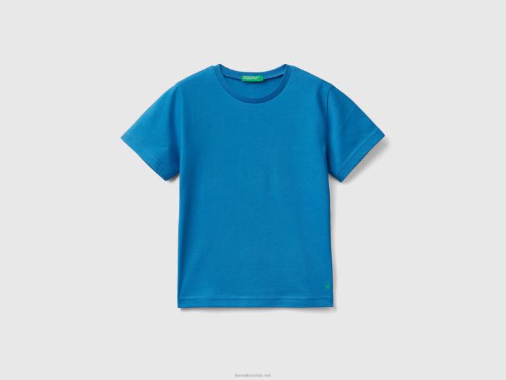 camiseta de algodón orgánico NHBF5059 azul brillante niños Benetton
