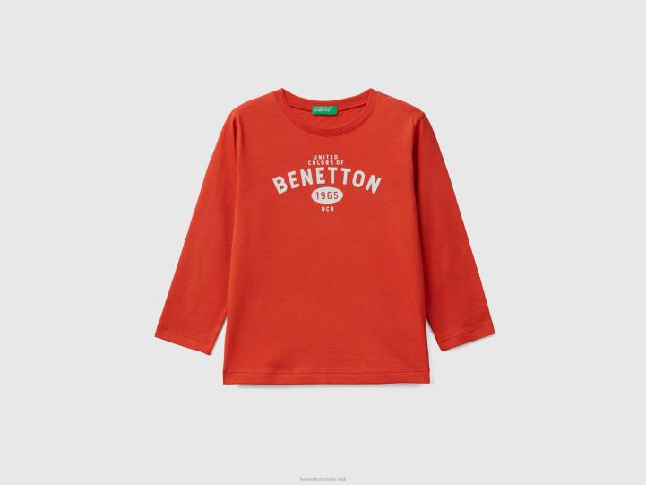 camiseta de manga larga con logo NHBF2133 rojo niños Benetton