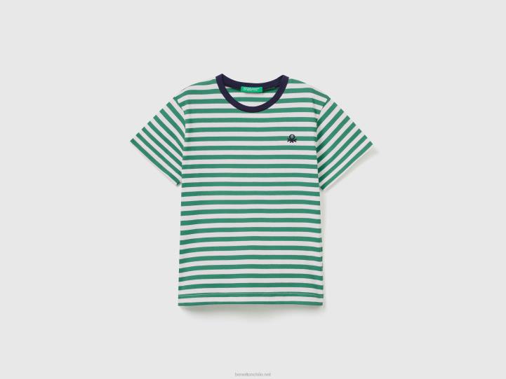 camiseta de rayas NHBF2158 verde niños Benetton