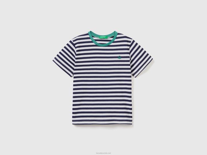 camiseta de rayas NHBF2220 azul oscuro niños Benetton