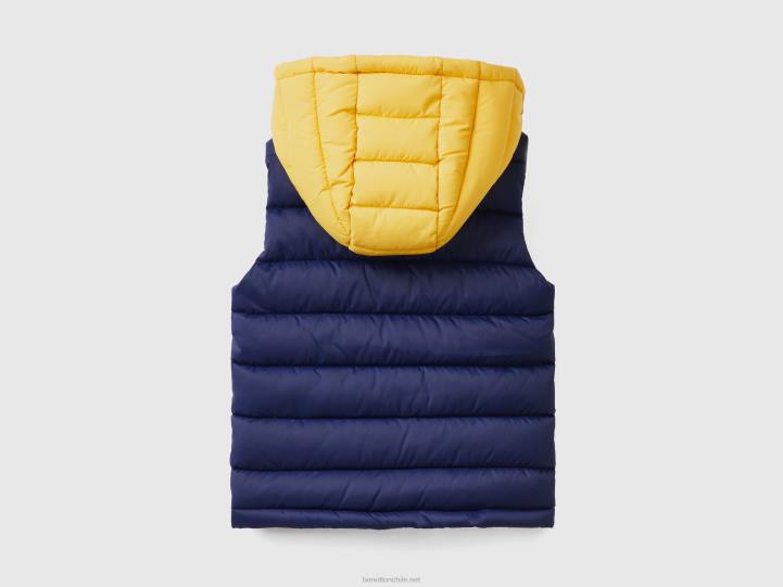 chaleco capitonado color block NHBF5020 azul oscuro niños Benetton