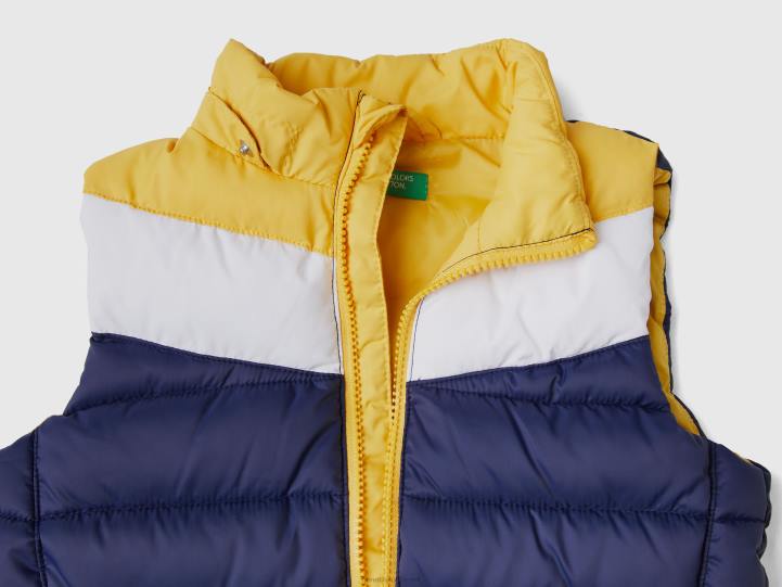 chaleco capitonado color block NHBF5020 azul oscuro niños Benetton