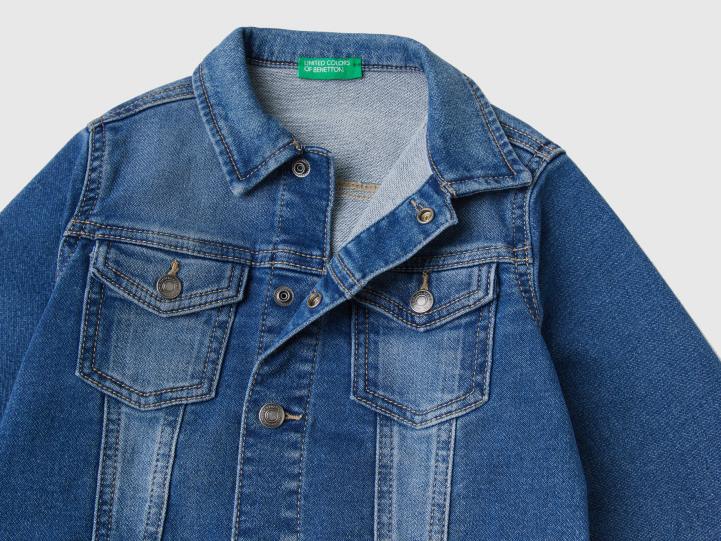 Chaqueta de mezclilla NHBF2105 azul oscuro niños Benetton