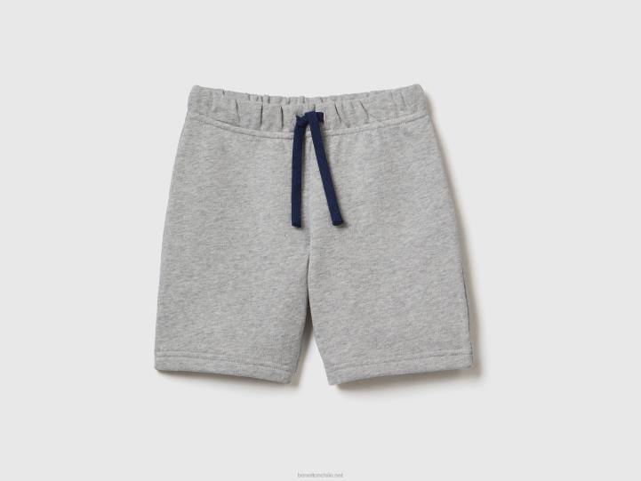 bermudas de felpa 100% algodón orgánico NHBF2319 gris claro niños Benetton