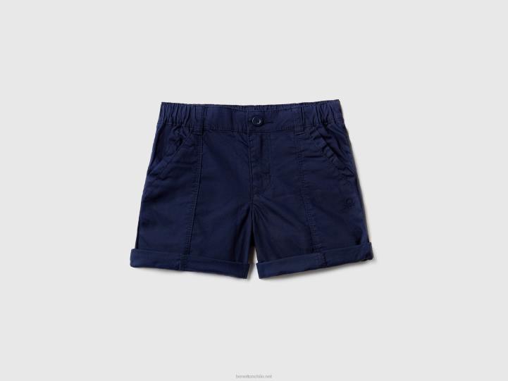 pantalones cortos de algodón ligero NHBF2374 azul oscuro niños Benetton