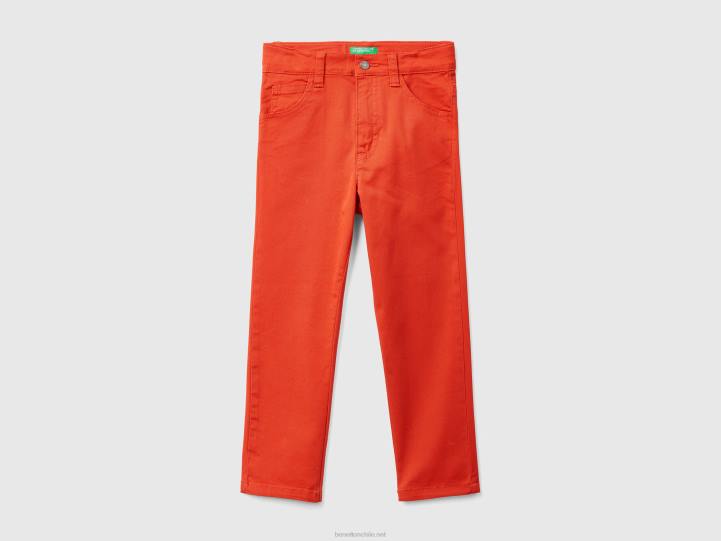 pantalones slim con cinco bolsillos NHBF2381 rojo niños Benetton