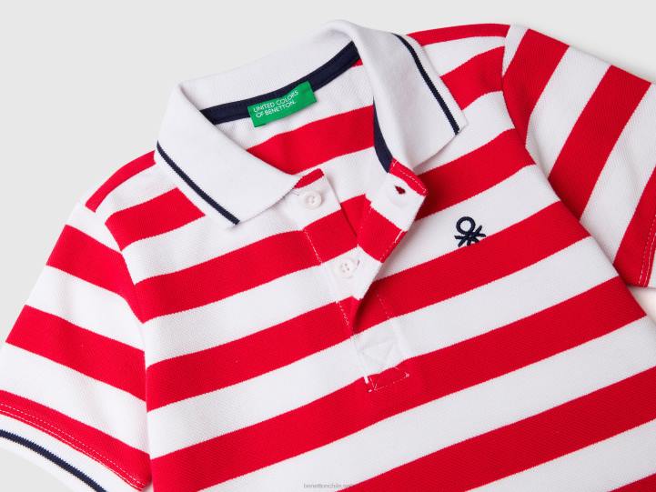 polo de manga corta con rayas NHBF2304 rojo niños Benetton