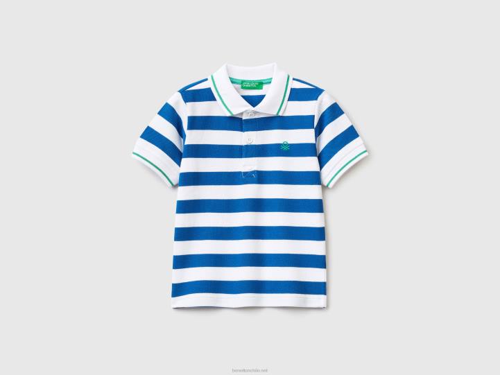 polo de manga corta con rayas NHBF5143 azul brillante niños Benetton