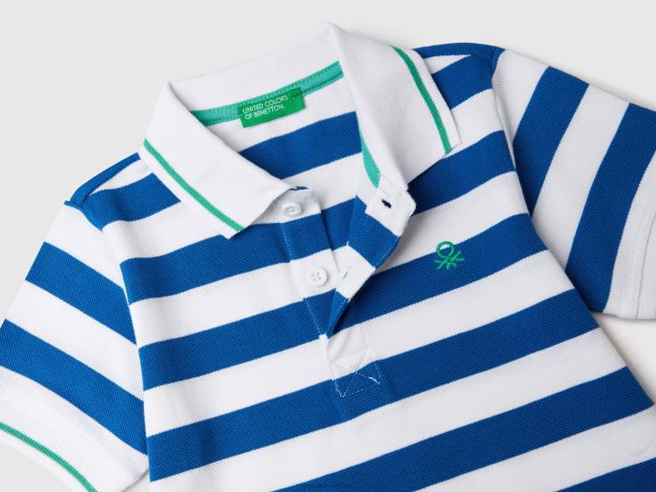 polo de manga corta con rayas NHBF5143 azul brillante niños Benetton