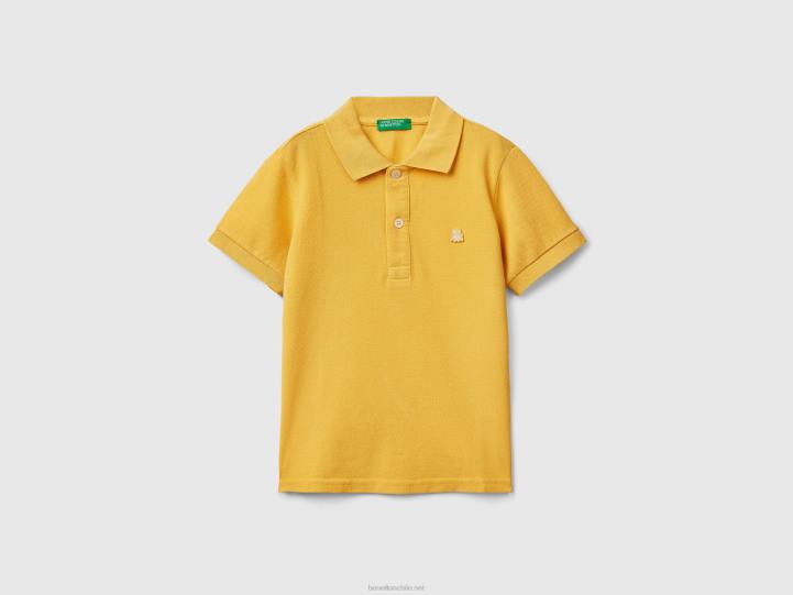 polo de manga corta en algodón orgánico NHBF5135 amarillo niños Benetton