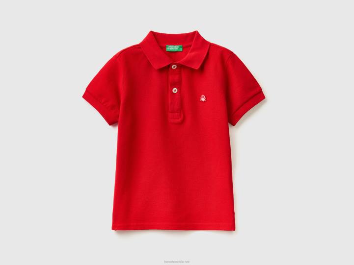 polo de manga corta en algodón orgánico NHBF5140 rojo niños Benetton