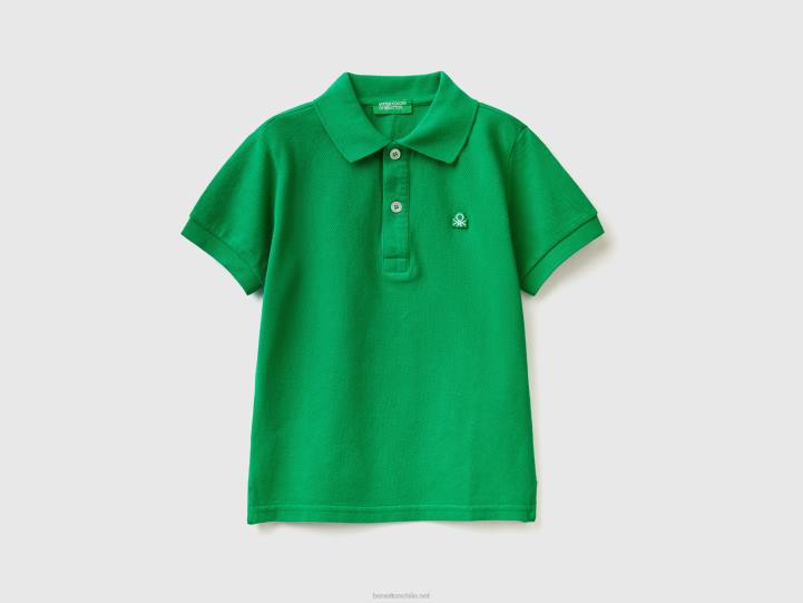polo de manga corta en algodón orgánico NHBF5144 verde niños Benetton
