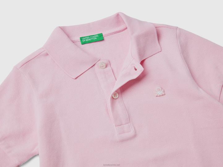 polo de manga corta en algodón orgánico NHBF5147 rosa niños Benetton
