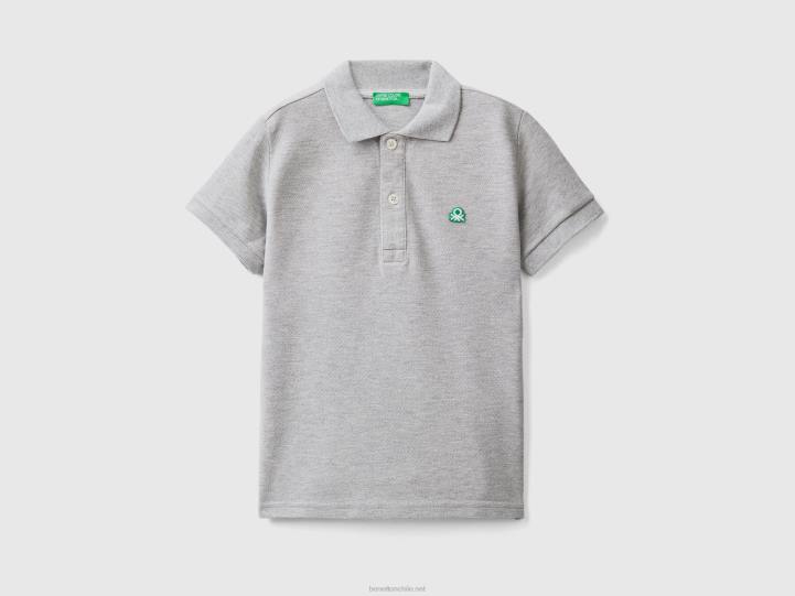polo de manga corta en algodón orgánico NHBF5159 gris claro niños Benetton