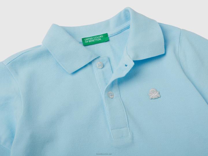 polo neón de algodón orgánico NHBF2290 cielo azul neón niños Benetton