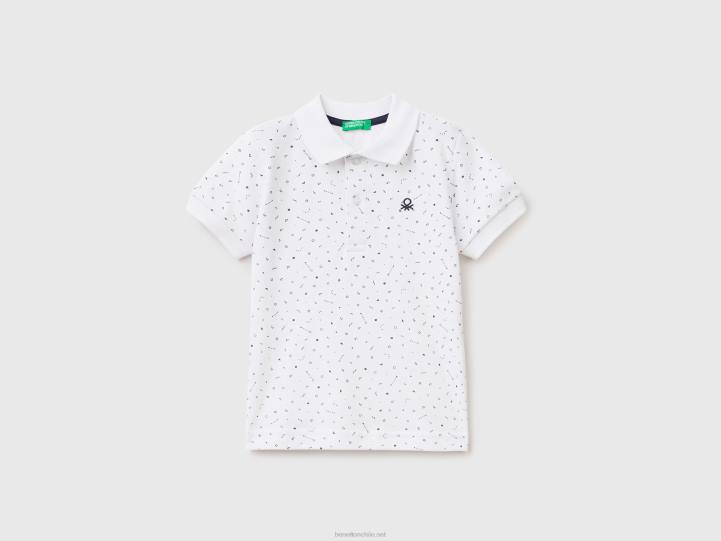 polo slim fit con microestampado NHBF2303 blanco niños Benetton