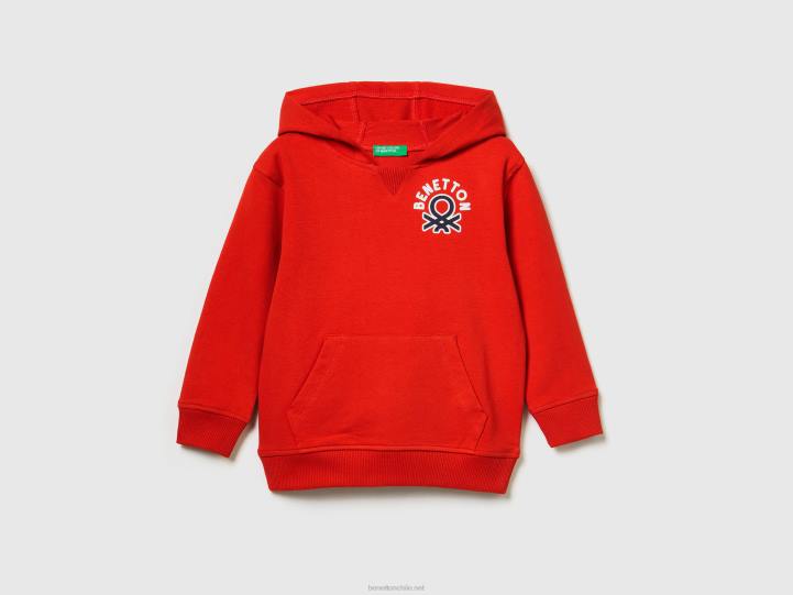 sudadera con capucha de algodón orgánico elástico NHBF5099 rojo niños Benetton