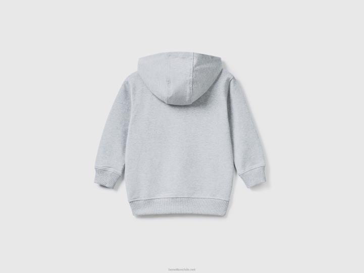 sudadera con capucha de algodón orgánico elástico NHBF5106 gris claro niños Benetton
