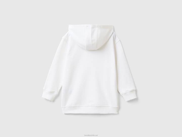 sudadera con capucha de algodón orgánico elástico NHBF5121 blanco niños Benetton