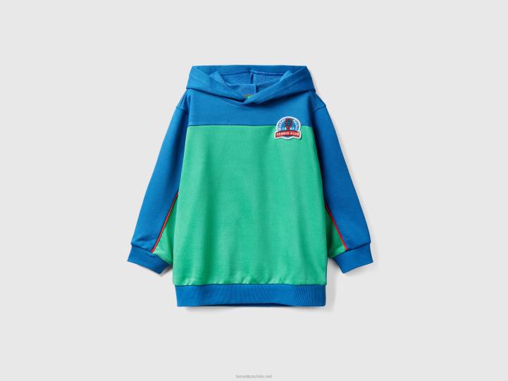 sudadera con capucha en tejido técnico NHBF2242 azul brillante niños Benetton