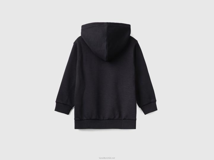 sudadera con capucha en tejido técnico NHBF5108 negro niños Benetton