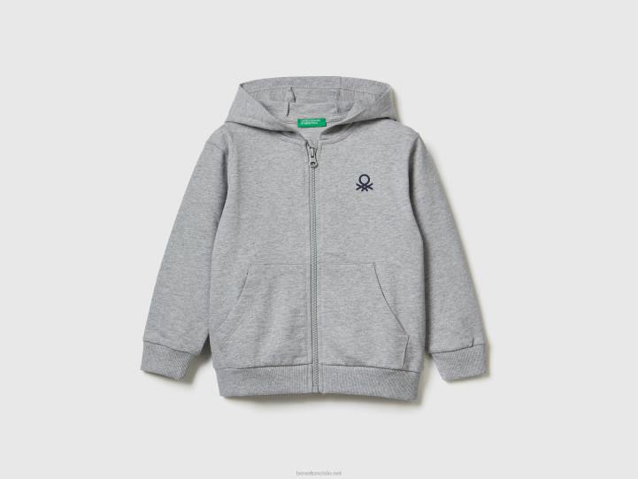 sudadera con logo NHBF2241 gris claro niños Benetton