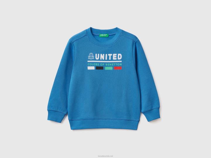 sudadera en 100% algodón orgánico NHBF2261 azul brillante niños Benetton