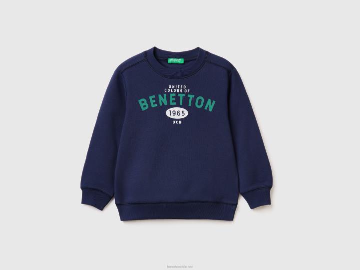 sudadera en 100% algodón orgánico NHBF5102 azul oscuro niños Benetton