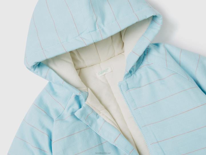 chaqueta a rayas con capucha NHBF3070 azul claro niños Benetton