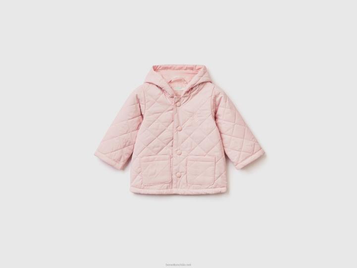 chaqueta acolchada con capucha NHBF5741 Rosa suave niños Benetton