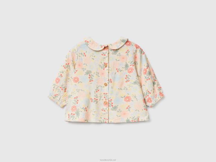 blusa floral en viscosa sostenible NHBF3220 multicolor niños Benetton