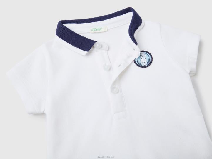 polo de manga corta con parche NHBF3218 blanco niños Benetton