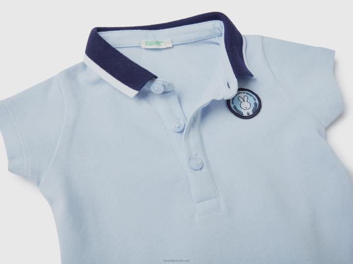 polo de manga corta con parche NHBF3219 cielo azul niños Benetton