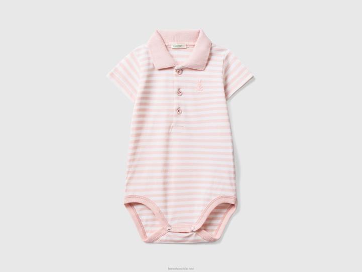 body polo de algodón elástico NHBF5887 Rosa suave niños Benetton